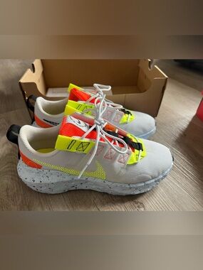 Nike Crater Impact White Neon Yellow and Orange Sneakers